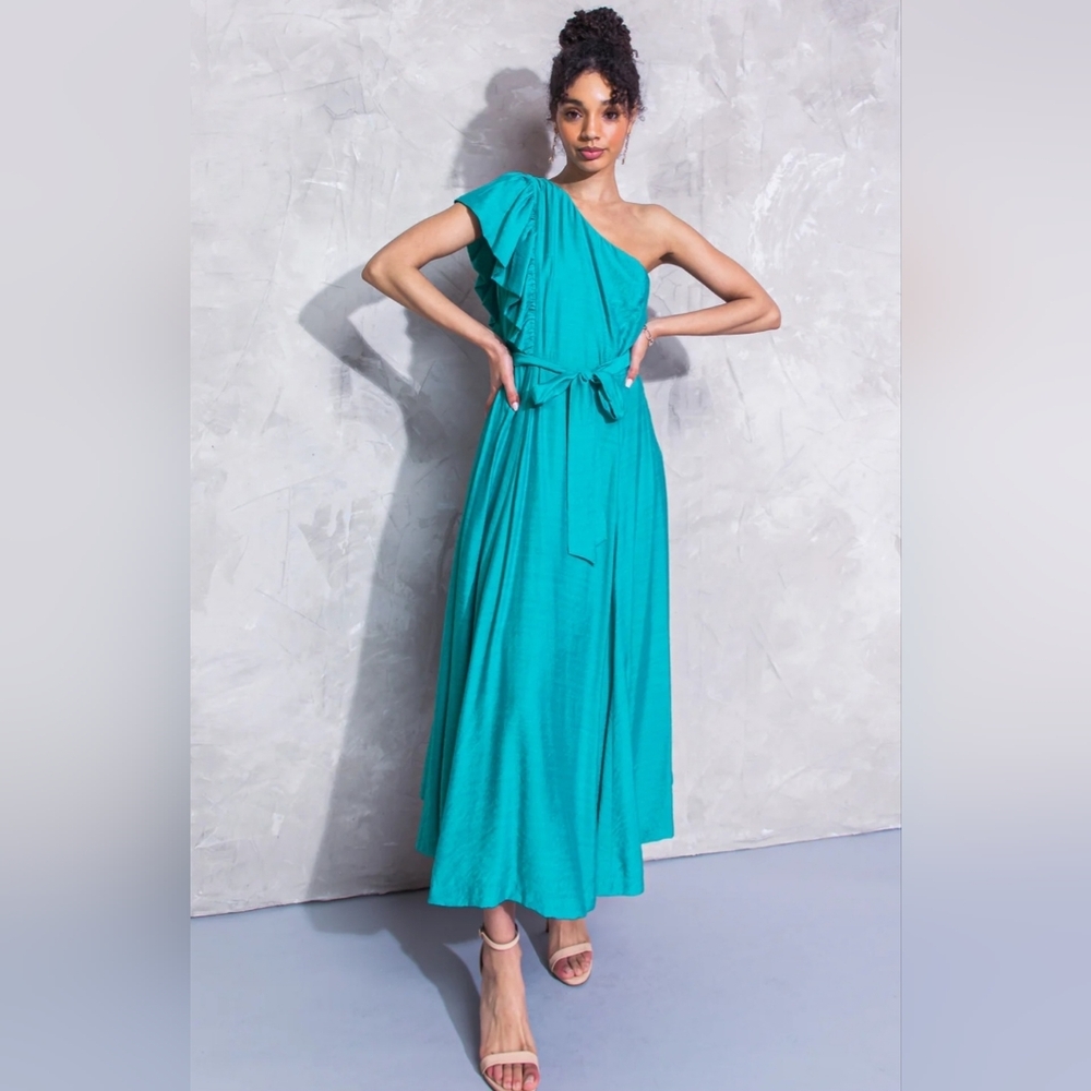 Flying Tomato Days Of Heaven Woven One-shoulder Midi Dress